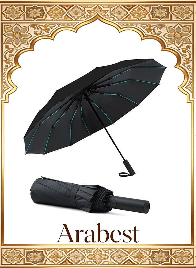 Arabest Large Double-Ribs Umbrella Automatic Folding Umbrella for Women Men, Travel, UPF 50+ UV Protection - Image 1